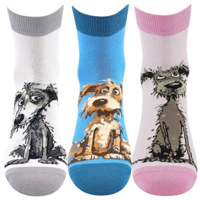 Ponožky dámské letní ALÍK 01 s pejsky MIX B světlé (3 páry)