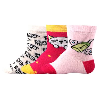 Ponožky kojenecké BEJBIK obrázkové DÍVČÍ (3 páry)