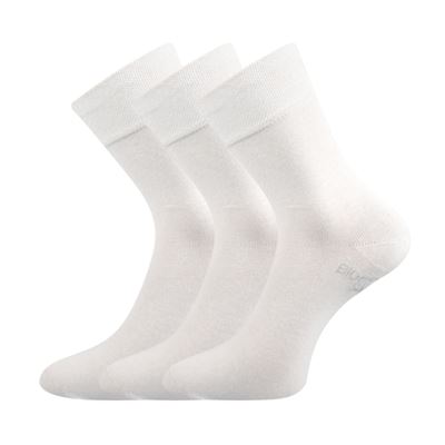 Ponožky jednobarevné společenské BIOBAN z BIO bavlny BÍLÉ (3 páry)