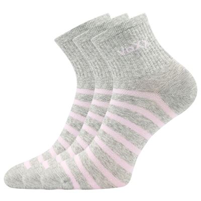 Ponožky dámské BOXANA letní pruhované SVĚTLE ŠEDÉ MELÉ (3 páry)