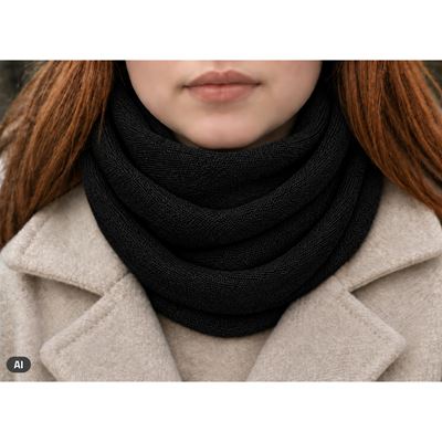 Šála dámská pletená CLIO kruhová ČERNÁ