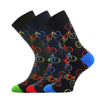 Ponožky unisex obrázkové DEBIKE s obrázky barevných kol (3 páry)