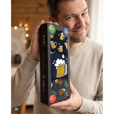 Ponožky obrázkové DEBOX dárkově balené MIX PIVO