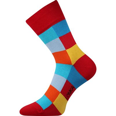 Ponožky bavlněné kostkované DECUBE se stříbrem MIX BAREVNÉ (3 páry)