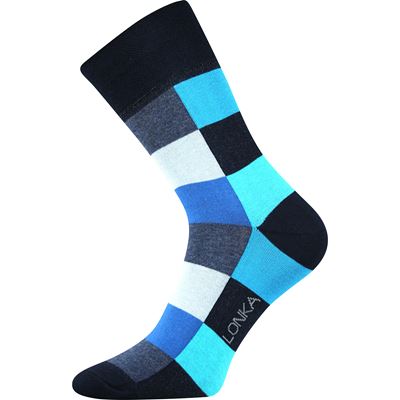 Ponožky bavlněné kostkované DECUBE se stříbrem MIX TMAVÉ (3 páry)