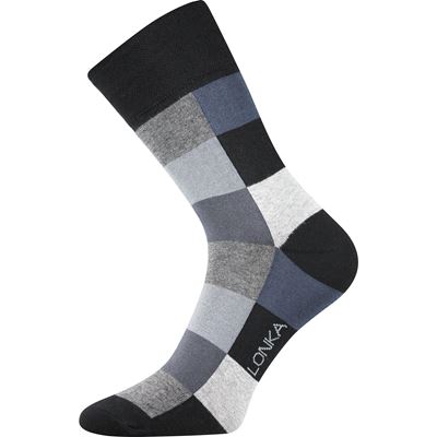 Ponožky bavlněné kostkované DECUBE se stříbrem MIX TMAVÉ (3 páry)