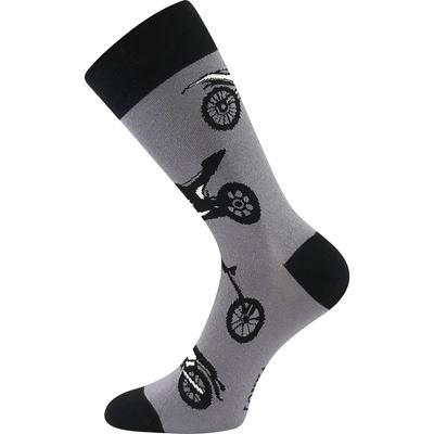 Ponožky pánské vtipné DEPATE s obrázky MOTO 1 šedé
