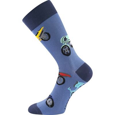 Ponožky pánské vtipné DEPATE s obrázky MOTO 2 modré