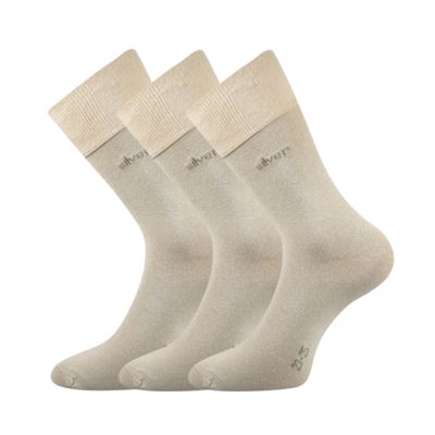 Ponožky bavlněné DESILVE s ionty stříbra BÉŽOVÉ (3 páry)
