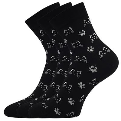 Ponožky společenské vtipné DEVIVE s obrázky KOČEK v černé