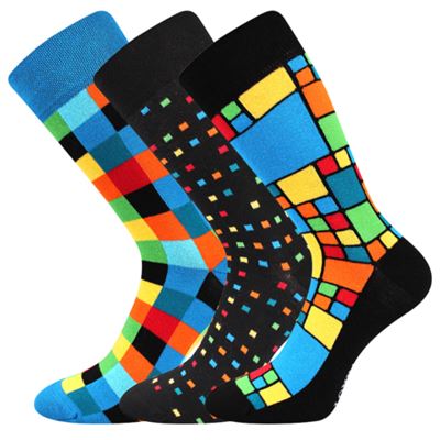 Ponožky trendy DIKARUS společenské KOSTKOVANÉ pestré (3 páry)