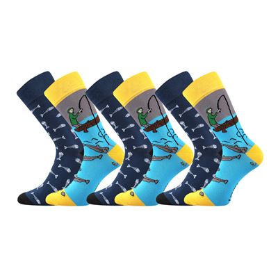Ponožky trendy párované 1+1 DOBLE s obrázky RYBEK