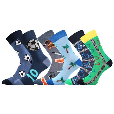 Ponožky dětské trendy obrázkové DOBLIK párované 1+1 CHLAPECKÉ (3 páry)
