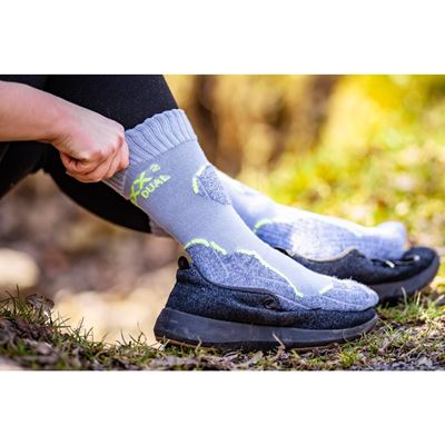 Ponožky dvouvrstvé thermo z merino DUALIX se stříbrem SVĚTLE ŠEDÉ