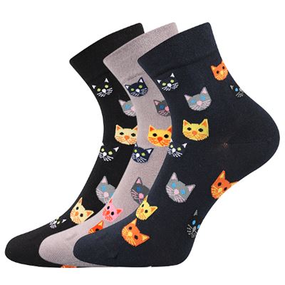 Ponožky dámské tenké FELIXA s kočkami (3 páry)