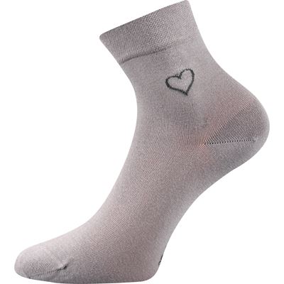 Ponožky dámské FILIONA jednobarevné se srdíčkem SVĚTLE ŠEDÉ