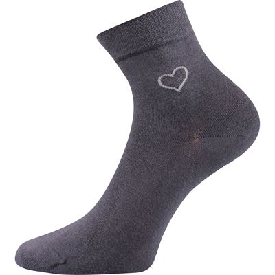 Ponožky dámské FILIONA jednobarevné se srdíčkem TMAVĚ ŠEDÉ