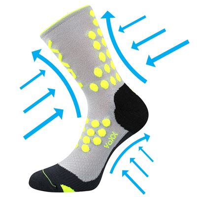 Ponožky kompresní sportovní FINISH s ionty stříbra SVĚTLE ŠEDÉ