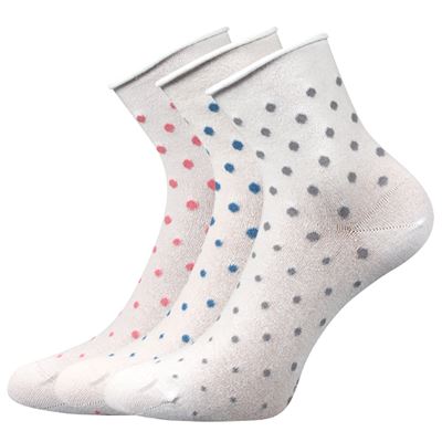 Ponožky dámské FLAGRAN s puntíky BÍLÉ (3 páry)