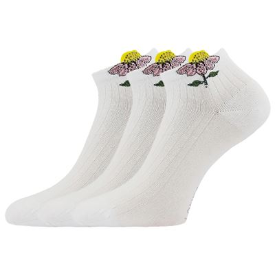 Ponožky dámské elegantní FLITANA 02 s kamínky BÍLÉ Lonka 127329 2