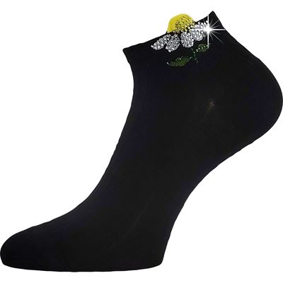 Ponožky dámské elegantní FLITANA 02 s kamínky ČERNÉ
