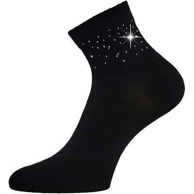 Ponožky dámské elegantní FLITANA 03 s kamínky ČERNÉ