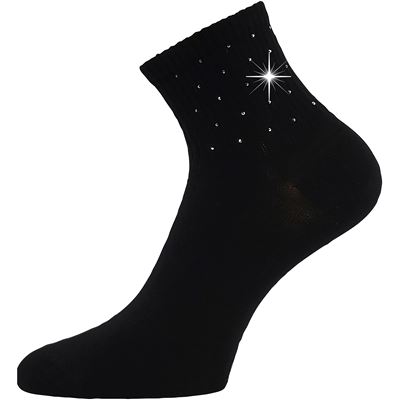 Ponožky dámské elegantní FLITANA 04 s kamínky ČERNÉ