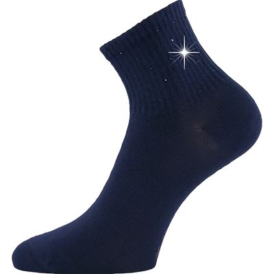 Ponožky dámské elegantní FLITANA 04 s kamínky TMAVĚ MODRÉ