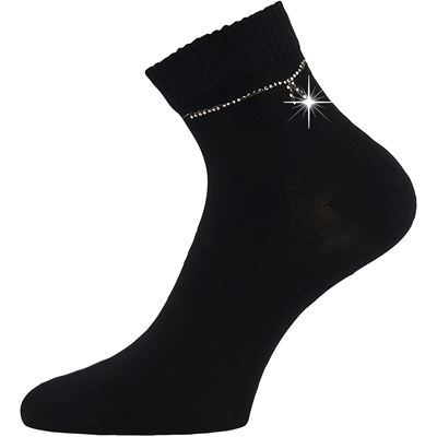 Ponožky dámské elegantní FLITANA 05 s kamínky ČERNÉ
