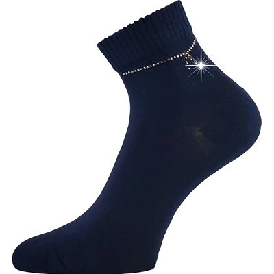 Ponožky dámské elegantní FLITANA 05 s kamínky TMAVĚ MODRÉ