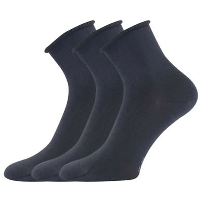 Ponožky dámské medicine FLOUI bavlněné TMAVĚ ŠEDÉ (3 páry)