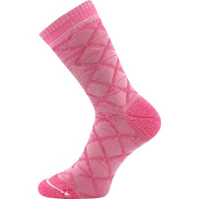 Ponožky silné dvouvrstvé z merino FORCE s ionty stříbra RŮŽOVÉ