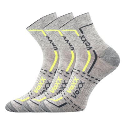 Ponožky bavlněné sportovní FRANZ 03 světle šedé melé se žlutou (3 páry)