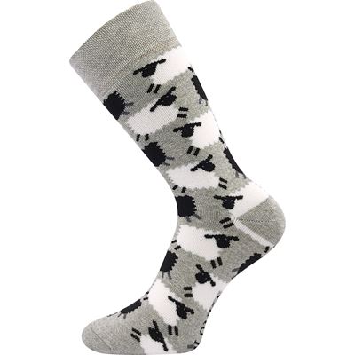 Ponožky silné celofroté FROOLOO šedé s obrázky OVEČEK