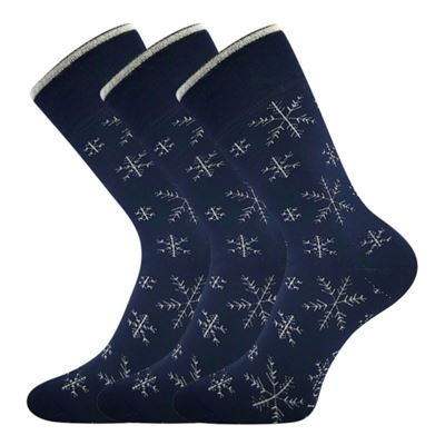 Ponožky silné celofroté FROOLOO tmavě modré s obrázky VLOČEK