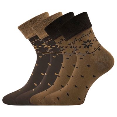 Ponožky dámské celofroté FROTANA s norským vzorem CAFFEE BROWN (čokoládová/hnědá) (2 páry)