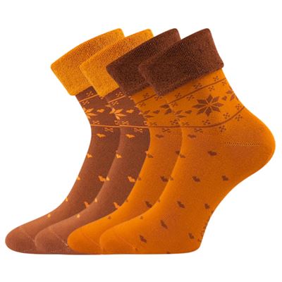 Ponožky dámské celofroté FROTANA s norským vzorem GINGER (rezavá/oranžová) (2 páry)