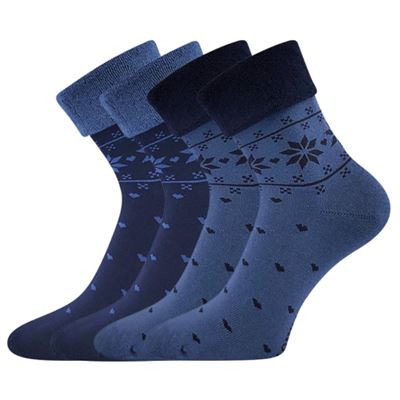 Ponožky dámské celofroté FROTANA s norským vzorem MOON BLUE (tmavě modrá/modrá) (2 páry)