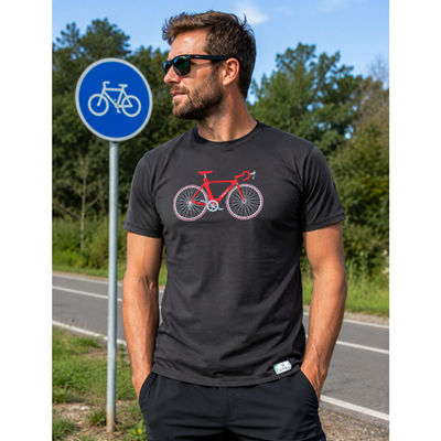 Tričko pánské bambusové FUZZY s obrázkem BIKE šedé