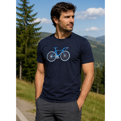 Tričko pánské bambusové FUZZY s obrázkem BIKE tmavě modré