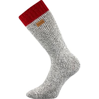 Ponožky zimní thermo HAUMEA vlněné TMAVĚ ČERVENÉ