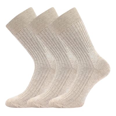 Ponožky bavlněné HEMPIX s konopím, bambusem a ionty stříbra BÉŽOVÉ (3 páry)