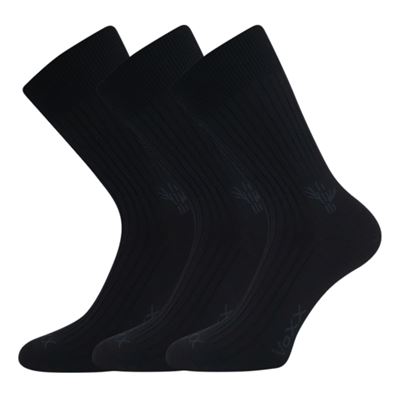 Ponožky bavlněné HEMPIX s konopím, bambusem a ionty stříbra ČERNÉ (3 páry)
