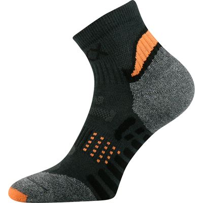 Ponožky sportovní s ionty stříbra INTEGRA anatomicky tvarované TMAVĚ ŠEDÉ S NEON ORANŽOVOU