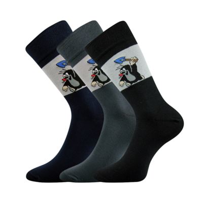 Ponožky společenské KR 111 s obrázkem Krtka MIX A tmavé (3 páry)