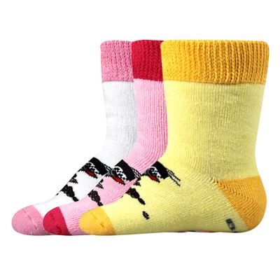 Ponožky kojenecké froté KRTEČEK obrázkové DÍVČÍ (3 páry)