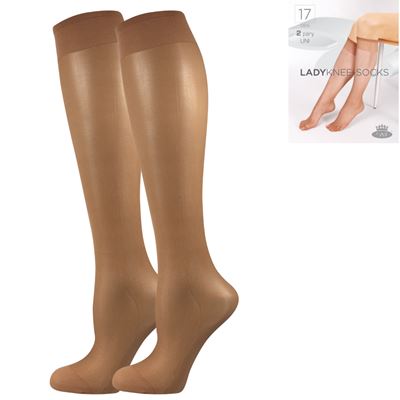Podkolenky dámské silonkové LADY knee-socks BEIGE (tělové) 2 páry v balení (6 kusů)