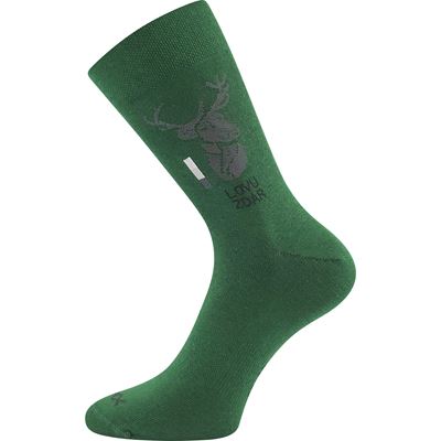 Ponožky pánské slabé LASSY tmavě zelené s obrázkem JELENA