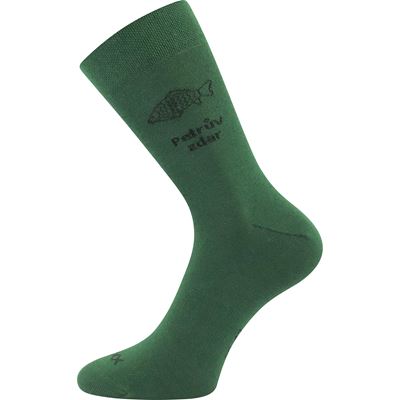 Ponožky pánské slabé LASSY tmavě zelené s obrázkem RYBY