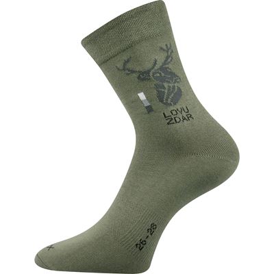 Ponožky pánské slabé LASSY tmavě zelené s obrázkem JELENA
